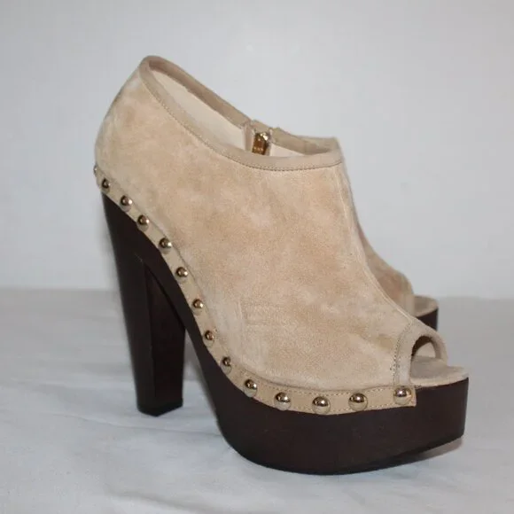 NWOB Jimmy Choo Studded Peep Toe Suede Ankle Booties Urge Pumps Heeled Clogs 40 - Picture 2 of 8